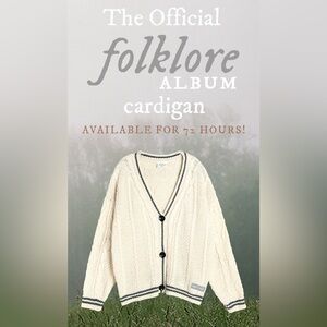 Taylor Swift: official folklore album aka “the cardigan” in MEDIUM/LARGE- BNWT